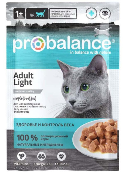 Влажный корм для малоподвижных кошек ProBalance Adult Light 85 гр - фото 1 - id-p224821855