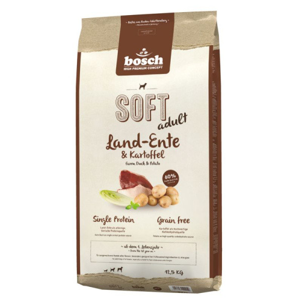 Сухой корм для собак Bosch Soft (утка с картофелем) 2.5 кг - фото 1 - id-p220288510