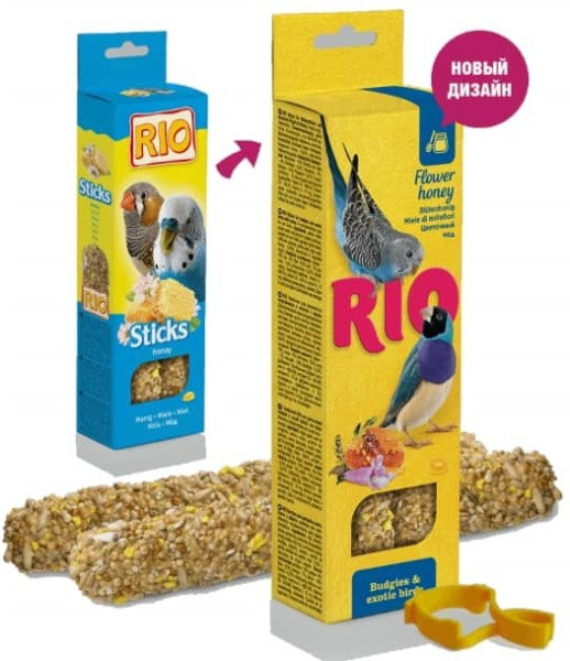 Палочки для волнистых попугаев и экзотов "RIO" с медом