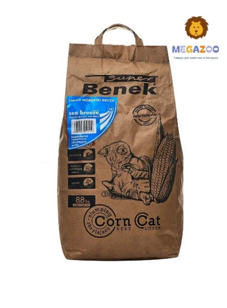 Кукурузный наполнитель Super Benek Corn Cat Морской бриз 14 л - фото 1 - id-p224821905