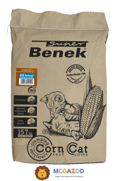 Кукурузный наполнитель Super Benek Corn Cat Морской бриз 25 л - фото 1 - id-p224821906