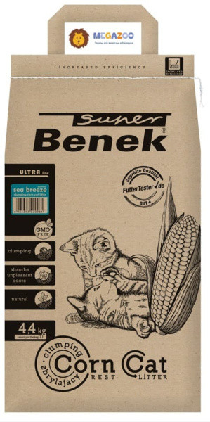 Кукурузный наполнитель Super Benek Corn Cat Ультра Морской бриз 7 л - фото 1 - id-p224821911