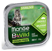 Паштет для кошек Monge Cat BWild Sterilised Grain Free (кабан, овощи) 100 гр