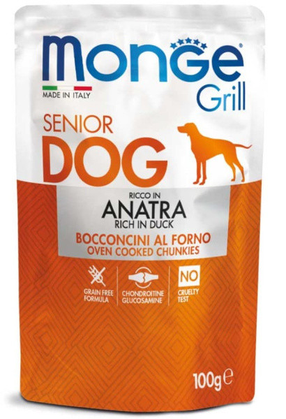 Влажный корм для собак Monge Dog Grill Senior (утка) 100 гр - фото 1 - id-p220611350