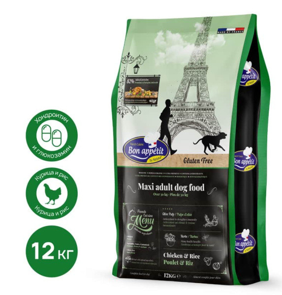 Сухой корм для собак крупных пород Bon Appetit DOG Adult Maxi (курица, рис) 12 кг - фото 1 - id-p203085498