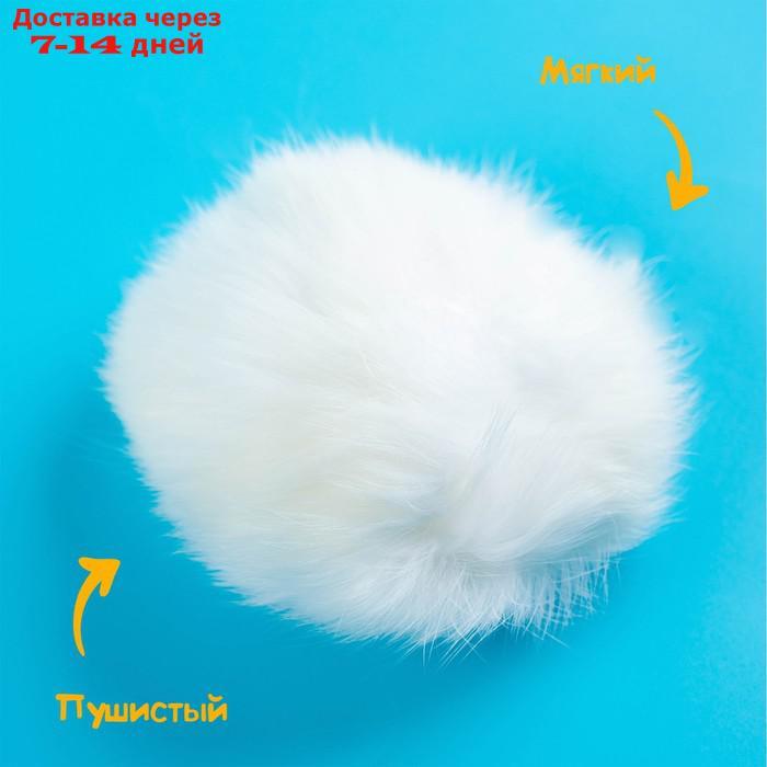 Помпон из натурального меха зайца, размер 1 шт: 9 см, цвет белый - фото 1 - id-p226956207