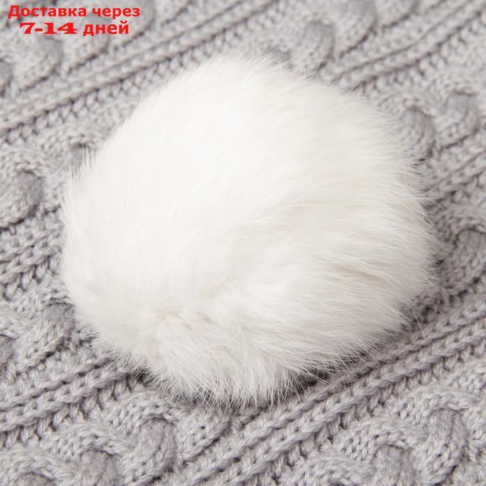 Помпон из натурального меха зайца, размер 1 шт: 9 см, цвет белый - фото 4 - id-p226956207