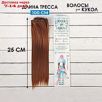 Волосы - тресс для кукол "Прямые" длина волос: 25 см, ширина:100 см, цвет № 30В