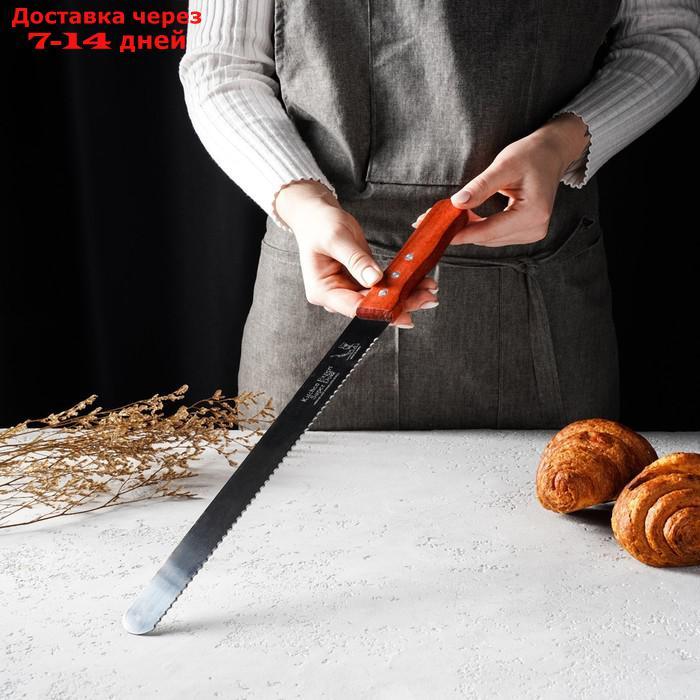 Нож для бисквита крупные зубцы, рабочая поверхность 30 см, деревянная ручка - фото 6 - id-p226952421