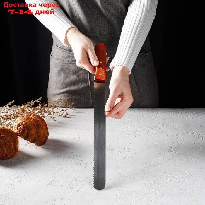 Нож для бисквита крупные зубцы, рабочая поверхность 30 см, деревянная ручка - фото 7 - id-p226952421