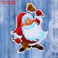 Наклейка на стекло "Дед Мороз с колокольчиками" 13,5х17,5 см