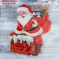 Наклейка на стекло "Дед Мороз в дымоходе" 14х17 см