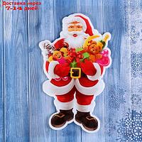 Наклейка на стекло "Дед Мороз с игрушками" 11х17,5 см