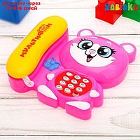 Телефон стационарный "Кошка", цвет розовый, русское озвучивание, в пакете