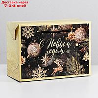 Пакет-коробка "Новогодняя ночь", 28 × 20 × 13 см