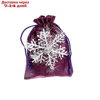 Мешок для подарков "Снежинка" размер: 10×14 см, цвета МИКС