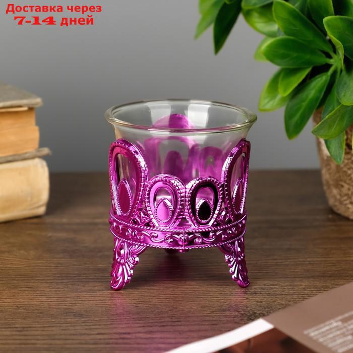 Подсвечник пластик, стекло на 1 свечу "Капельки" розовый 7х6х6 см - фото 1 - id-p226981368