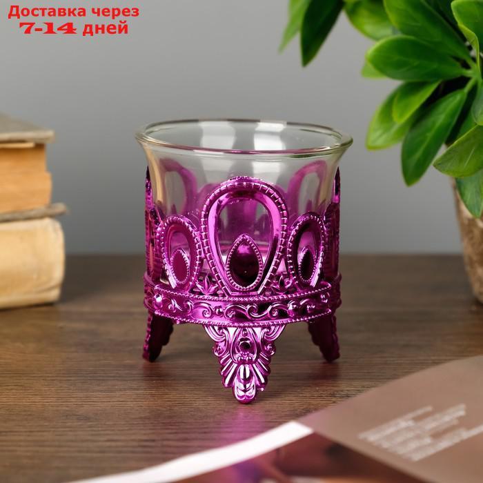 Подсвечник пластик, стекло на 1 свечу "Капельки" розовый 7х6х6 см - фото 2 - id-p226981368