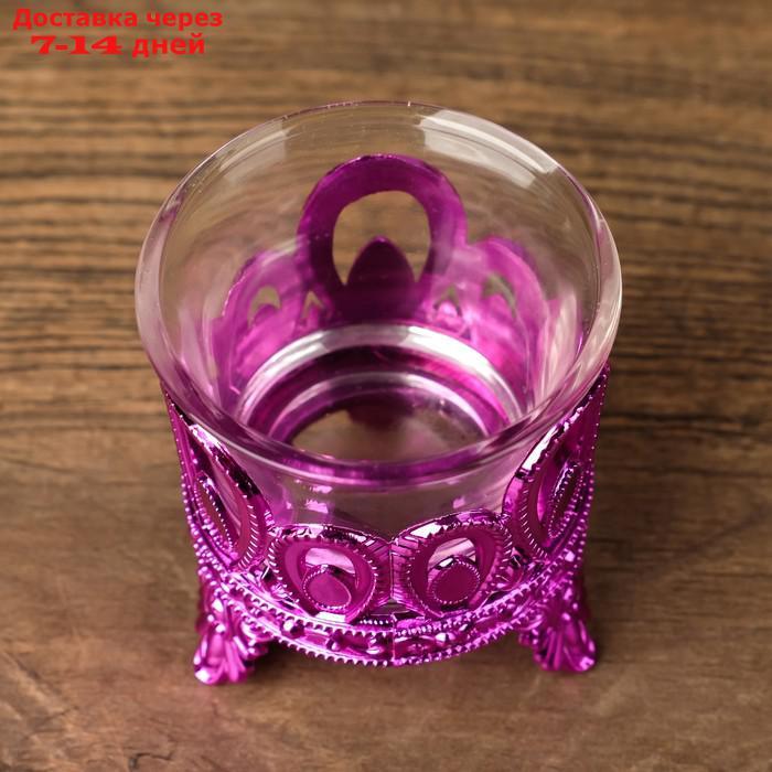 Подсвечник пластик, стекло на 1 свечу "Капельки" розовый 7х6х6 см - фото 5 - id-p226981368