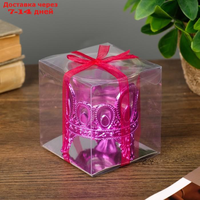 Подсвечник пластик, стекло на 1 свечу "Капельки" розовый 7х6х6 см - фото 6 - id-p226981368