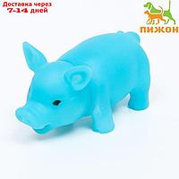 Игрушка пищащая "Маленький поросенок" для собак, 9 см, голубая