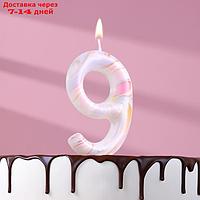 Свеча в торт "Белый мрамор", цифра "9", 12, 5 см