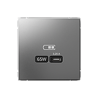 USB розетка тип-C 65W высокоскор.зарядка QC, PD, цвет Сталь (Schneider Electric ArtGallery)