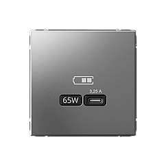 USB розетка тип-C 65W высокоскор.зарядка QC, PD, цвет Сталь (Schneider Electric ArtGallery)