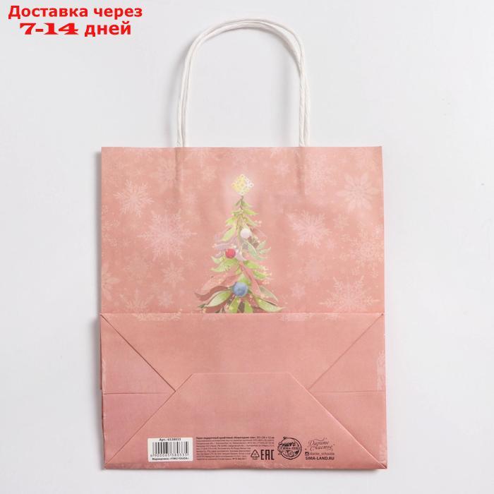 Пакет подарочный крафтовый "Новогодние сны", 22 × 25 × 12 см - фото 4 - id-p226959717