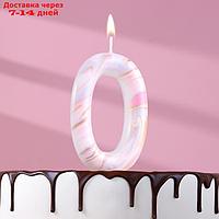 Свеча в торт "Белый мрамор", цифра "0", 12, 5 см