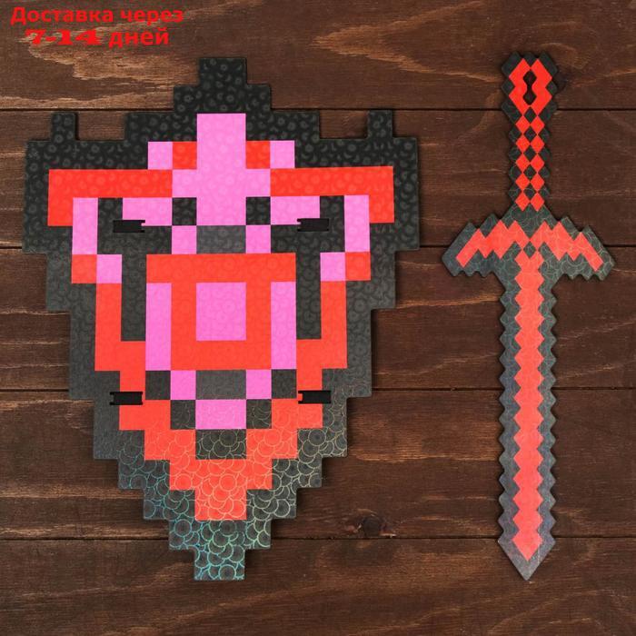 Набор деревянных сувениров "Рубиновое оружие" щит, меч - фото 1 - id-p226955281