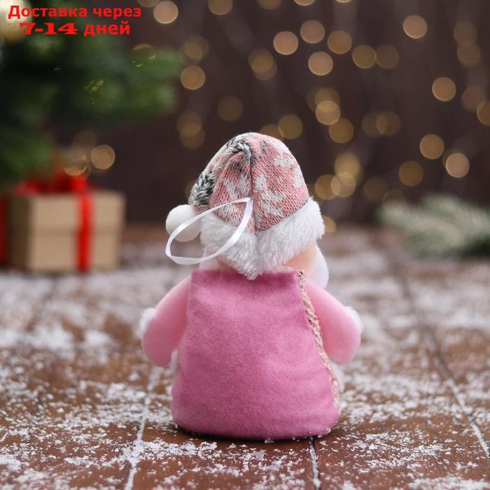 Мягкая игрушка "Дед Мороз в вязаном костюме" 9х15 см, розовый - фото 2 - id-p226955283