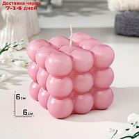 Свеча фигурная "Бабл куб", 6 см, розовая