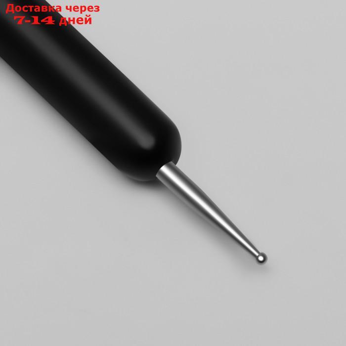 Кисть-дотс для дизайна ногтей, веерная, 16 см, ворс 20 × 20 мм, цвет матовый чёрный - фото 2 - id-p226987022