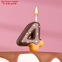 Свеча в торт "Шоколадная глазурь", цифра "4"
