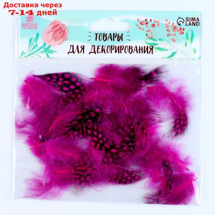 Набор перьев для декора 10 шт., размер 1 шт: 5 × 2 см, цвет розовый с чёрным - фото 2 - id-p226989317