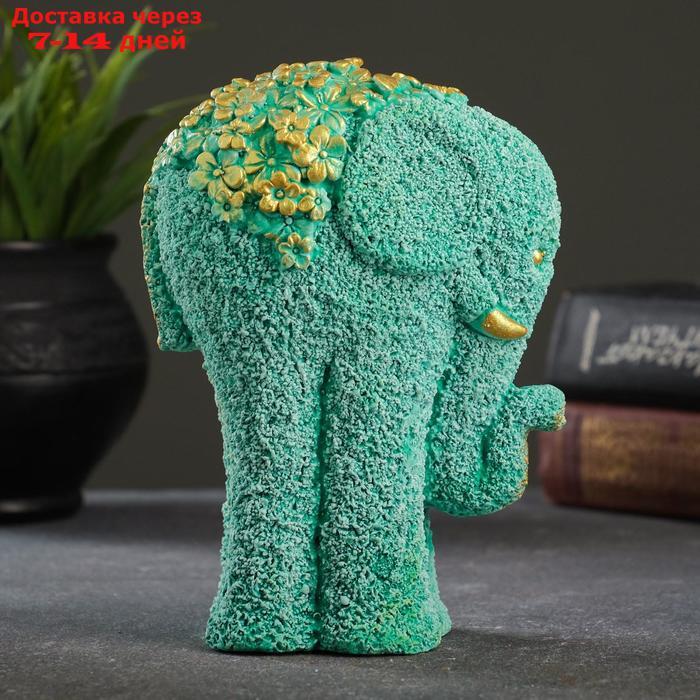 Статуэтка "Слон из цветов" бирюзовый с позолотой, 18х12х10 см - фото 1 - id-p226953317
