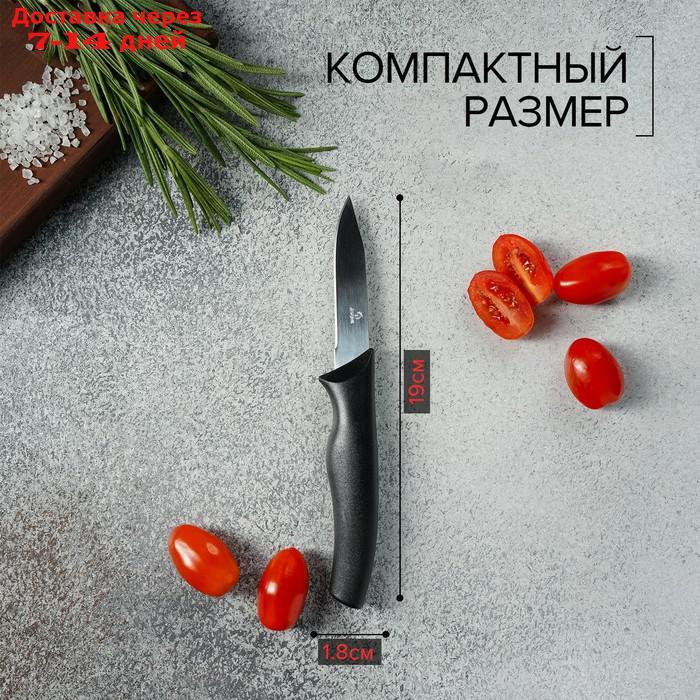 Нож Доляна "Грайм" овощной, лезвие 7,5 см, цвет чёрный - фото 3 - id-p226980123