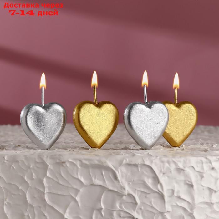 Набор свечей для торта на шпажках "Сердечки", 6,6х3,8 см, 25 гр, 4 шт - фото 1 - id-p226965493