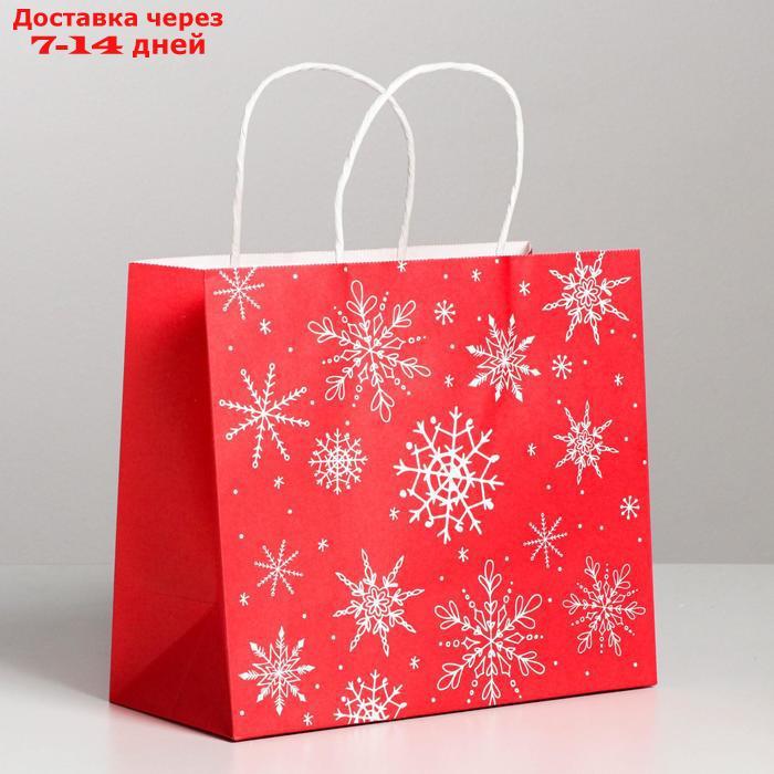 Пакет подарочный крафтовый "С Новым годом!", 22 × 25 × 12 см - фото 1 - id-p226955735