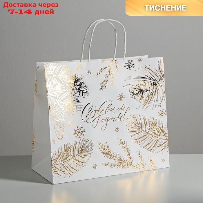Пакет подарочный крафтовый Best winter, 32 × 28 × 15 см - фото 1 - id-p226955736