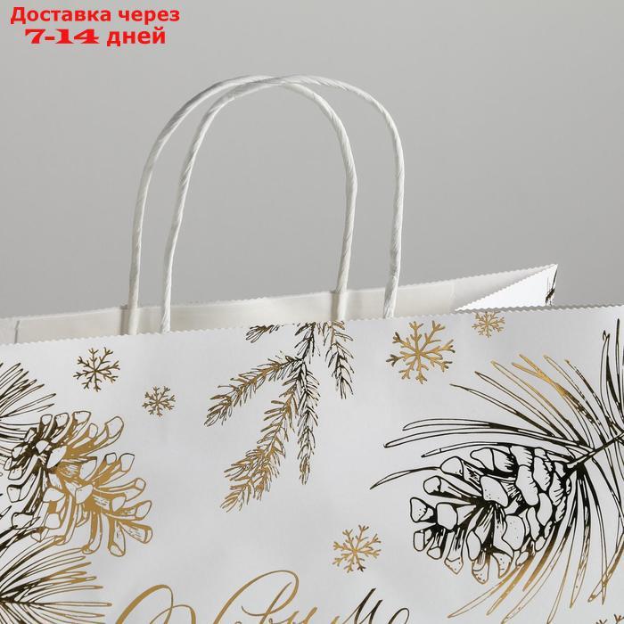 Пакет подарочный крафтовый Best winter, 32 × 28 × 15 см - фото 3 - id-p226955736