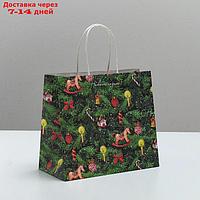 Пакет подарочный крафтовый "Новогодняя ёлочка", 22 × 25 × 12 см