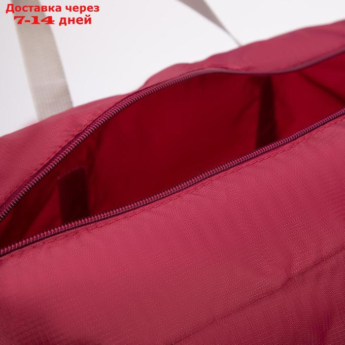 Сумка дорожная, складная, отдел на молнии, наружный карман, крепление для чемодана, цвет бордовый - фото 4 - id-p226969145
