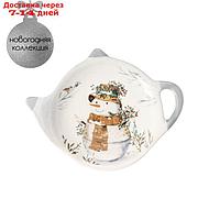 Подставка под чайный пакетик "Рождественский снеговик", 12×8,4×1,5 см