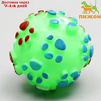 Игрушка пищащая "Мяч Лапка"для собак, 6,5 см, зелёная