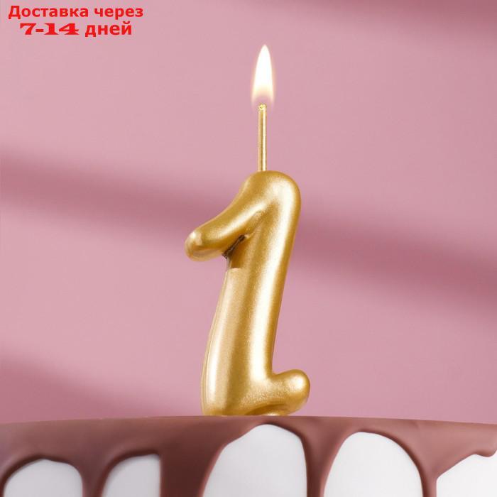 Свеча для торта цифра "Золотая", 7.8 см, цифра "1" - фото 1 - id-p226987499