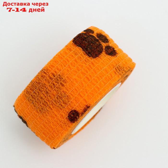 Бинт самофиксирующийся разрывной "Лапки", 2,5 см х 4,5 м, оранжевый - фото 3 - id-p226974486