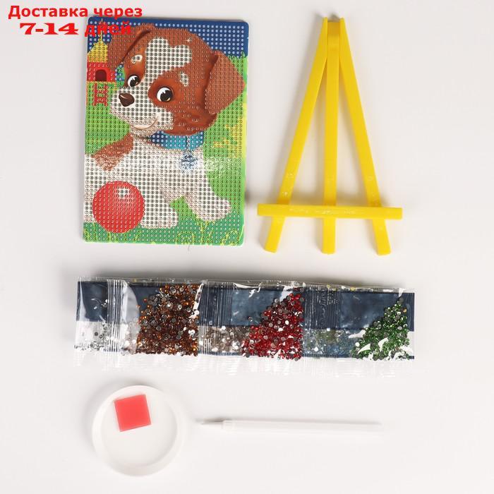 Алмазная мозаика для детей "Веселая собачка" + емкость, стержень с клеевой подушечкой - фото 4 - id-p226973215