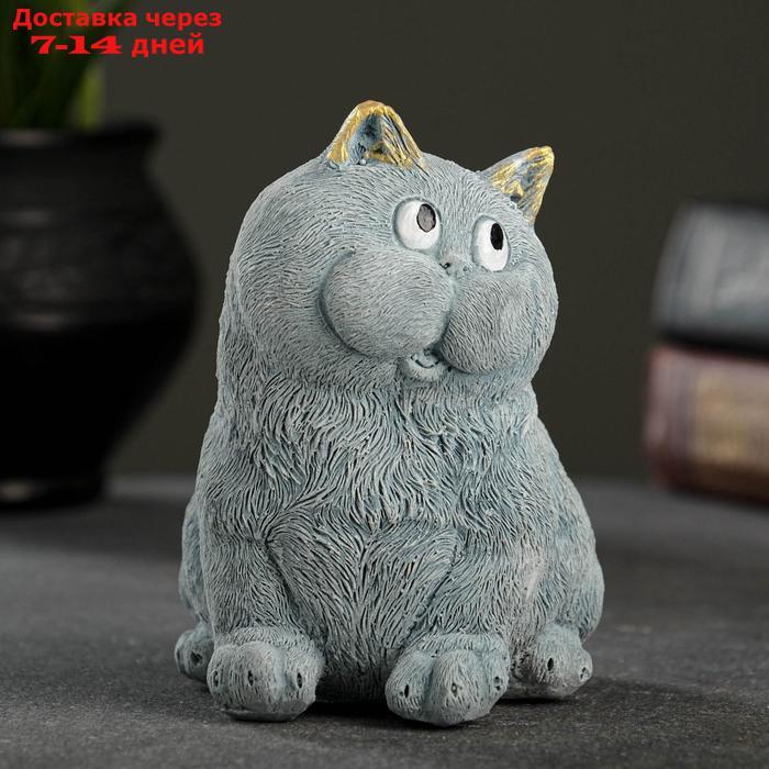 Статуэтка "Кот сидит" серо-голубой, 14х8х10 см - фото 6 - id-p226955912